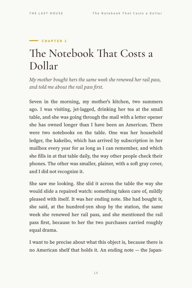 Chapter 1, The Notebook That Costs a Dollar